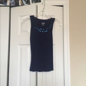 Navy Blue Sequin Tank Top